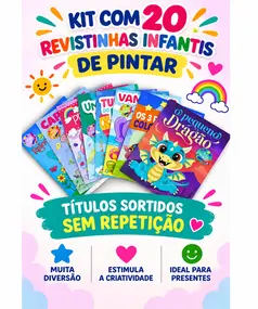 Kit 20 Revistinhas Infantis de Pintar Sortidas