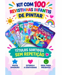 Kit 100 Revistinhas Infantis de Pintar Sortidas