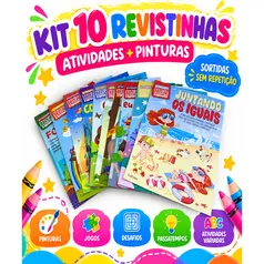 Kit 10 Revistinhas Infantis de Atividades e Pintura – Sortidas
