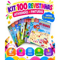 Kit 100 Revistinhas Infantis de Atividades e Pintura – Sortidas