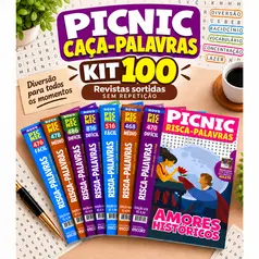 Kit 100 Revistas Caça-Palavras Sortidas Sem Repetição