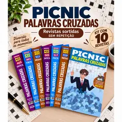 Kit 10 Revistas de Palavras Cruzadas Sortidas Sem Repetição